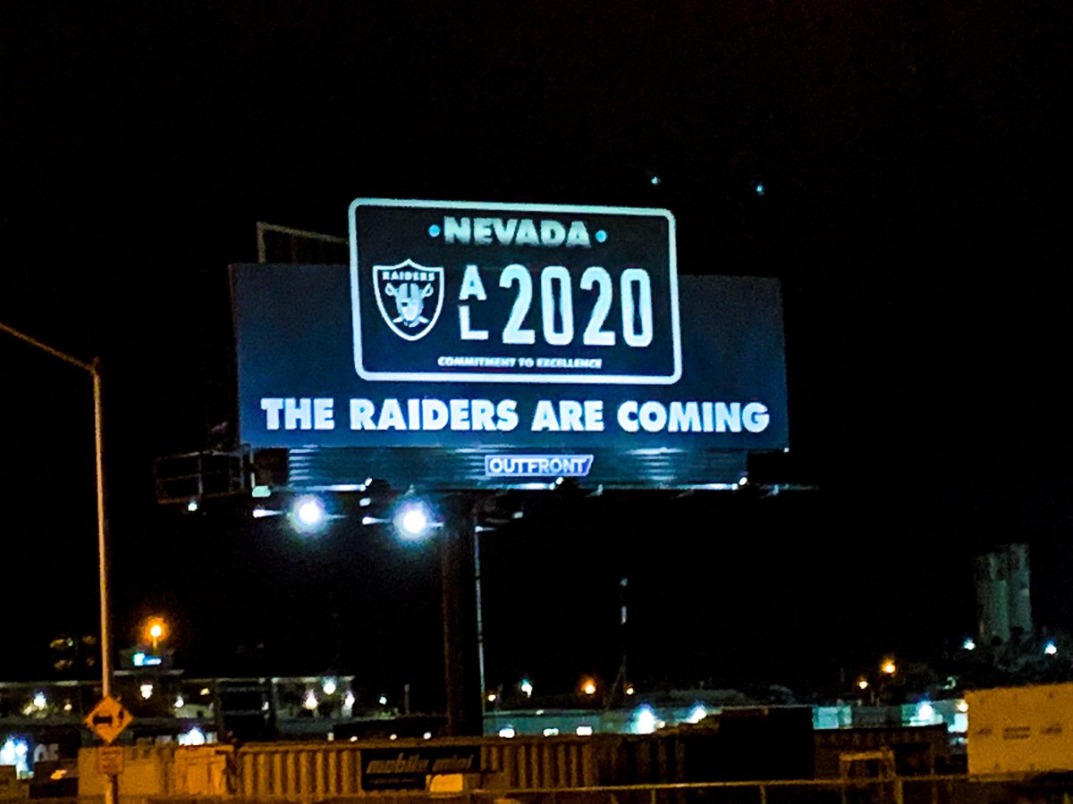 Mick Akers On Twitter The Raiders Updated Their Raiders Are Coming Billboard On The Lasvegasstadium Site New Version Features Their Nevada Specialty License Plate With 2020 The Nfl Season The Team Will