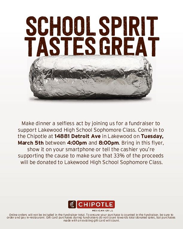 Please join us next week on Tuesday to help fundraise for the Class of 2021!! All purchases must be made *in store*, so we can't wait to see you there and then!