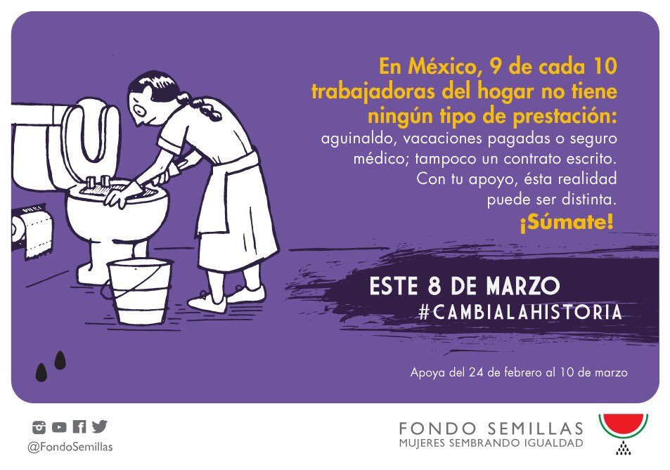 FondoSemillas's tweet photo. En México, 9 de cada 10 #TrabajadorasDelHogar carece de prestaciones y salarios dignos. Este #8Marzo, ayúdanos a reunir $250,000 y #CAMBIALAHISTORIA. Apoyaremos a la Red de Mujeres Empleadas del Hogar de Guerrero. #RomaNosUne
Dona en 👉🏾: https://t.co/1Gg1dtGUS8 https://t.co/BJF7y0vvIU