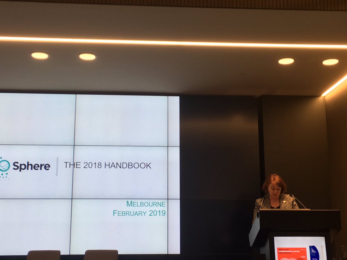 AusHPship's tweet photo. ‘Sphere has endured because it helps get things done. It is used because it is useful.’ @SpherePro Director Christine Knudsen launches #SphereHandbook in #Melbourne @centrehl https://t.co/JbIR6Cda8V