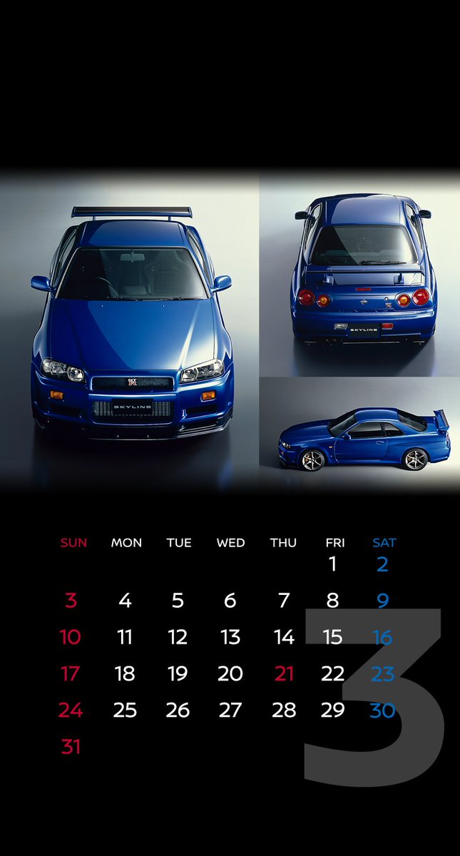 日産自動車株式会社 Twitterissa 壁紙カレンダー 3月は R34型 Nissangtr フェアレディz Heritage Edition 日産セレナepower の3車種 T Co N07rzn0uow にっちゃん情報局