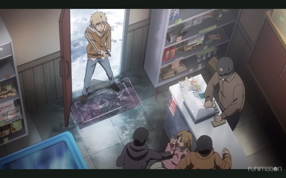 SaigoGetsuga's tweet photo. Well... isn't this awkward... Hamazura doing a stick-up during another stick-up... huh...😅
#SimulDub #IndexIII @CliffordChapin https://t.co/PP8klb03Sf