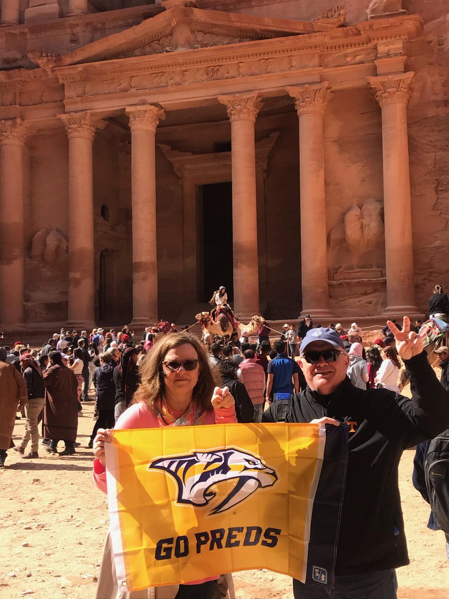 loganwnewton's tweet photo. Throwing up the #FangFingers in the ancient city of Petra, Jordan! @PredsNHL @FifthThird #enter #53predsfan https://t.co/42oKiix2qx