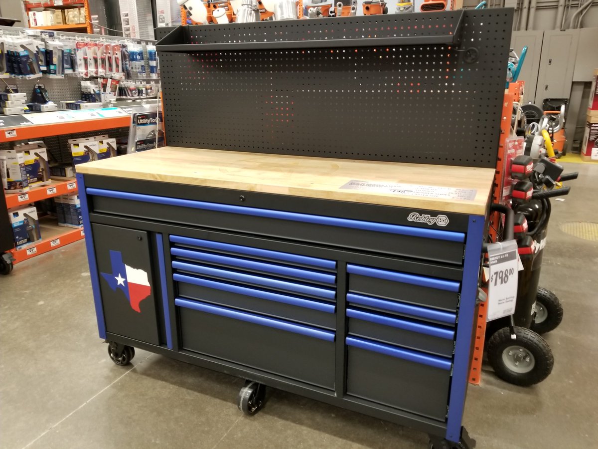 raybes63's tweet photo. Let me introduce you to the Rebtoy HD Texas Addition.   It come complete with under shelf lighting, premium wheels and is the same price as our standard 61" Husky Workbench!! https://t.co/ZpbAcOKMtw