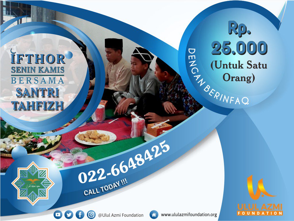 Ulaz_foundation's tweet photo. Yuu berbagi untuk buka puasa Para Penghafal Al-qur'an
#BERBAGIBUKAPUASA
#IFTHOR
#PENGHAFAL_QURAN
#ULULAZMIFOUNDATION
#PESANTRENTAHFIDZQURANULULAZMI https://t.co/WKxQRkUmk2