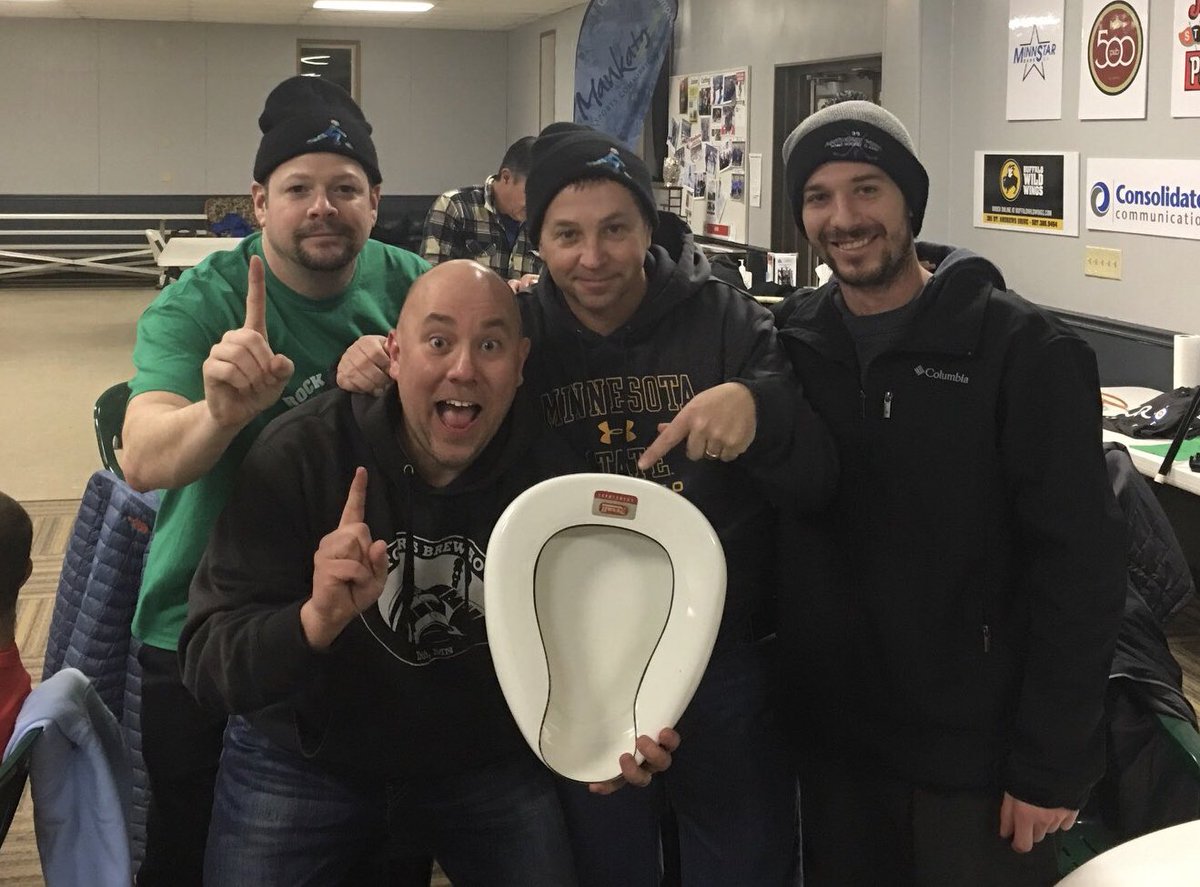 puckato's tweet photo. Sweeping Beauties win the inaugural traveling Bedpan Trophy 7-6 over Team Titanic! ⁦@jsteiert⁩ ⁦@Quarterfront⁩ ⁦@cmegard⁩ ⁦@caseystedman⁩ ⁦@ken_essay⁩ ⁦@KevinDurenberg1⁩ ⁦@mdrieken⁩ ⁦@Rickboi89⁩ #goodcurling #hurryhard #linesgood https://t.co/pIyLvdxKKd