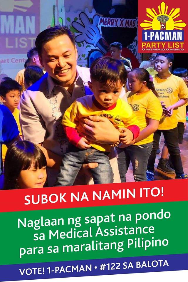 OnePacmanRomero's tweet photo. Sigaw ng lahat:

"SUBOK NA NAMIN ITO!"
-10,000 LIBRENG PAARAL
-15,000 NABIGYAN LIBRENG GAMOT/PA-OSPITAL
-10,000 NABIGYANG TRABAHO
-12,000 NAPAARAL SA LIBRENG TESDA TRAININGS
-20,000 FEEDING PROGRAM
-500 HOUSE BILLS&amp;RESOLUTIONS
-18 BAGONG BATAS

#1PacmanPartylist
#MikeeRomero
#122 https://t.co/GRx7jdP3go