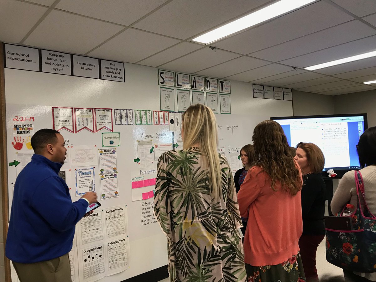 CarlaJAcademics's tweet photo. Principal Blythe explains visual learning displayed in classrooms to educators from East Moline as well as sharing MEC’s deliberate practices around our rigor work. #AcceleratingStudentAchievement @MaryCastleElem https://t.co/2L1nOQBFEC