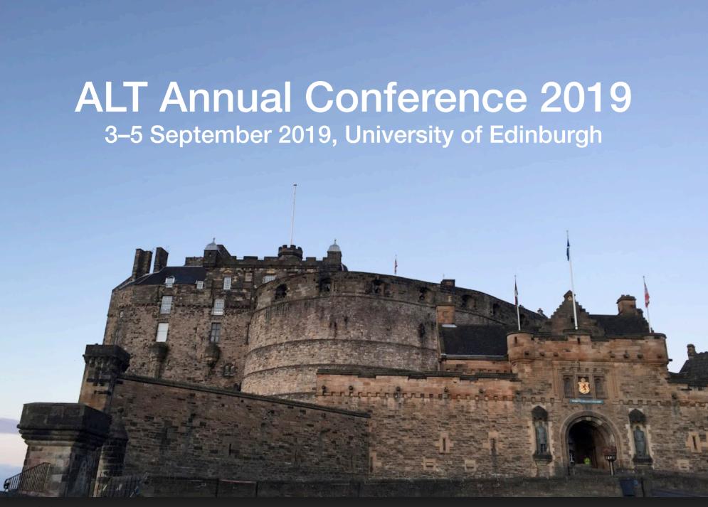SamohtRemlap's tweet photo. Call for proposals for #altc 2019 is now open with a closing date of 13 March - hope to see many submissions from Members and Special Interest Groups @A_L_T! https://t.co/53kJOHNxZ0 https://t.co/eIJso3pPre