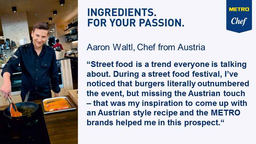 METRO_News's tweet image. Chef @aaron_waltl , from Austria 🇦🇹, believes that regional cuisine is a big trend in street food and that #METROChef can support this 👨🏻‍🍳👩🏻‍🍳#chefcommunity /mf
