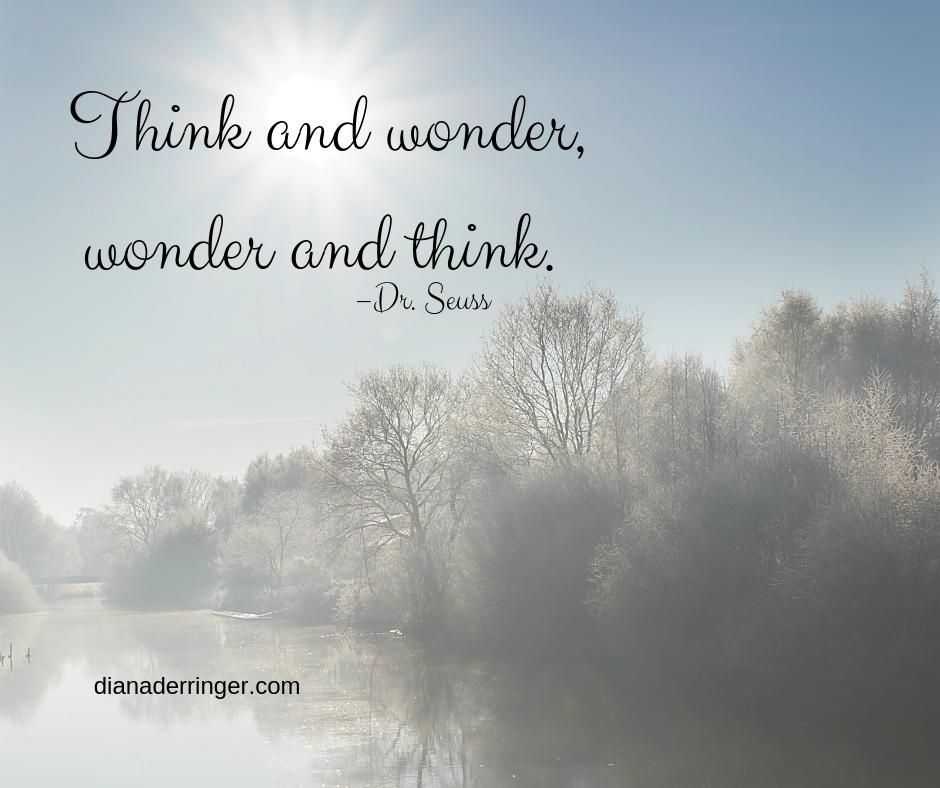 DianaDerringer's tweet photo. Think and wonder, wonder and think. –Dr. Seuss  #thinkandwonder #DrSeuss #quote #amwriting https://t.co/sw70TNhpWf