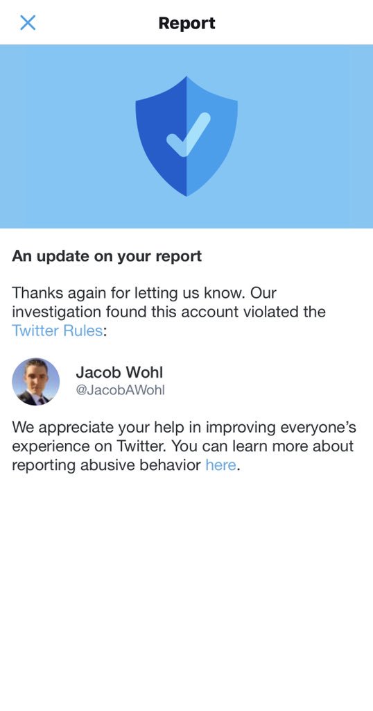 superspecialk17's tweet photo. This is the kinda message I like to get hahaha I like to think I helped do my part too #JacobWohlSuspended #JacobAWohl #dipshit #hilarious https://t.co/89oaZyEqJb