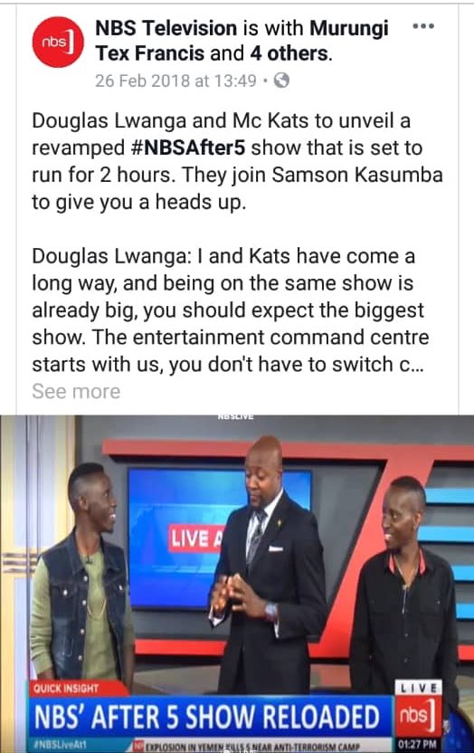 DouglasLwangaUg's tweet image. This week in History 2018; we revamped After5. How time flies. Social media was buzzing and thank God we hav made it this far. Cheers to many more years of #NBSAFTER5 Thanks for showing us love. We should cut some cake guys😂