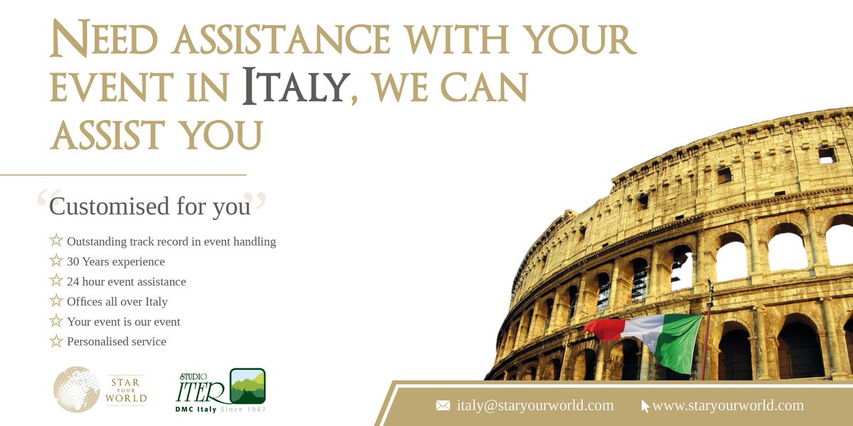 We work with a fantastic #dmc in #Italy who know all the best hotels, venues and options for activities #eventprofs <a href="/SarahTennant9/">Sarah Tennant</a> <a href="/ITERdmc/">Studio ITER - DMC</a>