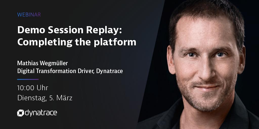Don't miss our Session Replay Webinar on Tuesday 5th of March with  <a href="/MatuWegmueller/">MathiasWegmueller</a> #Dynatrace. 
Register now: dynatr.ac/pS