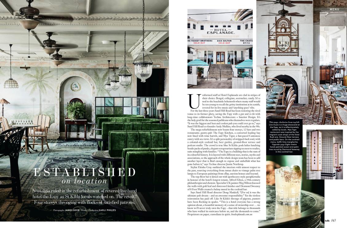 Thank you <a href="/BelleMagazineAu/">Belle Magazine</a> &amp; Carli Philips (journalist) for the recent feature on our clients, <a href="/TechneA/">Techne Architects</a> for their project Hotel Esplanade. 

Photography by James Geer