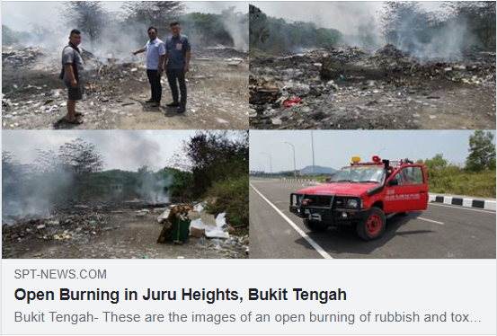 SPTnewspg's tweet photo. Open Burning in Juru Heights, Bukit Tengah
Read more at https://t.co/8F05wGcvi8
#togetherasacommunity
#myspt
#notoopenburning https://t.co/JzuteshA5n