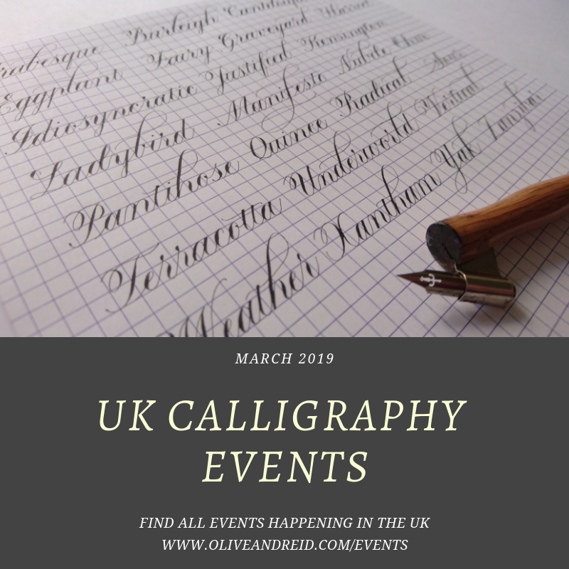 oliveandreid's tweet photo. March #calligraphy events: https://t.co/CeD0MLsZS8 Learn with Leanda Xavian @fineletterco, Rachel Yallop @SLLAcalligraphy, @EwanClayton1 and more!
#calligraphyuk #beginnerscalligraphy #calligraphyworkshops #learncalligraphy #oliveandreid https://t.co/02lWTgsnSy