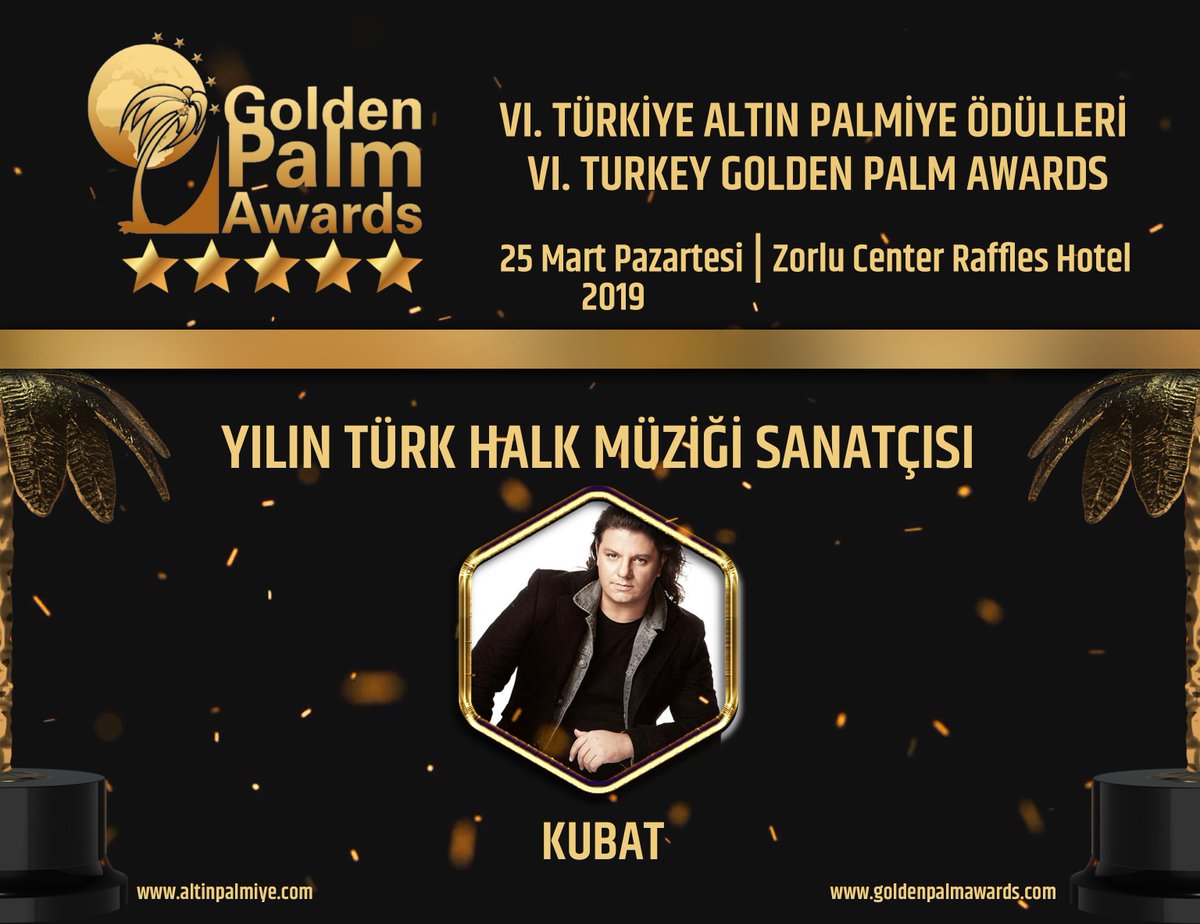 6. Turkey Golden Palm Awards (6.Türkiye Altın Palmiye Ödülleri) halk oylaması sona erdi. altinpalmiye.com üzerinden yapılan halk oylaması sonucu ‘Yılın Türk Halk Müziği Sanatçısı’ 23.986 oyla Kubat oldu.