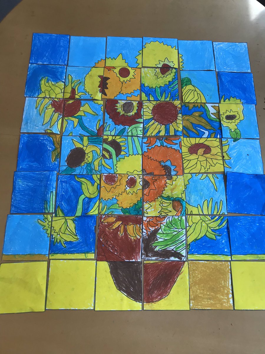 jaimicasey's tweet photo. Prep H’s collaborative artwork - “sunflowers” by Van Gogh 🌻 https://t.co/LPBSjqrpwf