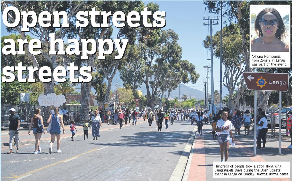 OpenStreetsCT's tweet photo. "Open Streets are happy streets" - @CityVisionLive headline in today's paper. Excited to create more happy streets across #CapeTown! @TUMInitiative @DGMurrayTrust @CityofCT @Bushradio @CTCarnival @capetowntv @lovecapetown @TwentySkeight @eduskeight @TSIBAed https://t.co/OpaHkivMsH