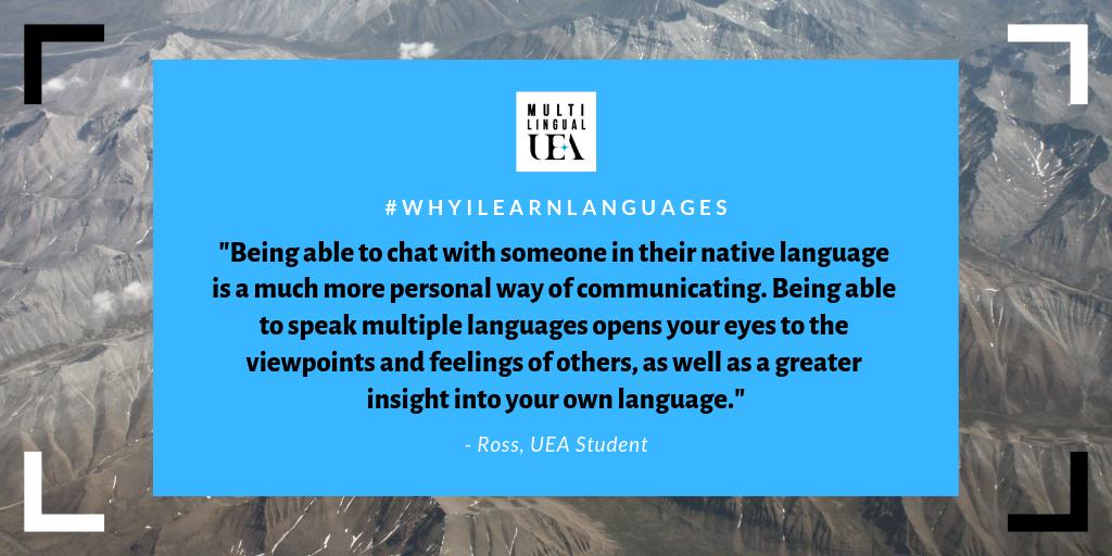 MultilingualUEA's tweet photo. #WhyILearnLanguages From the mouths of students who have insisted on learning languages despite the unwelcoming language learning environment in the UK: https://t.co/yAb5plK6p1