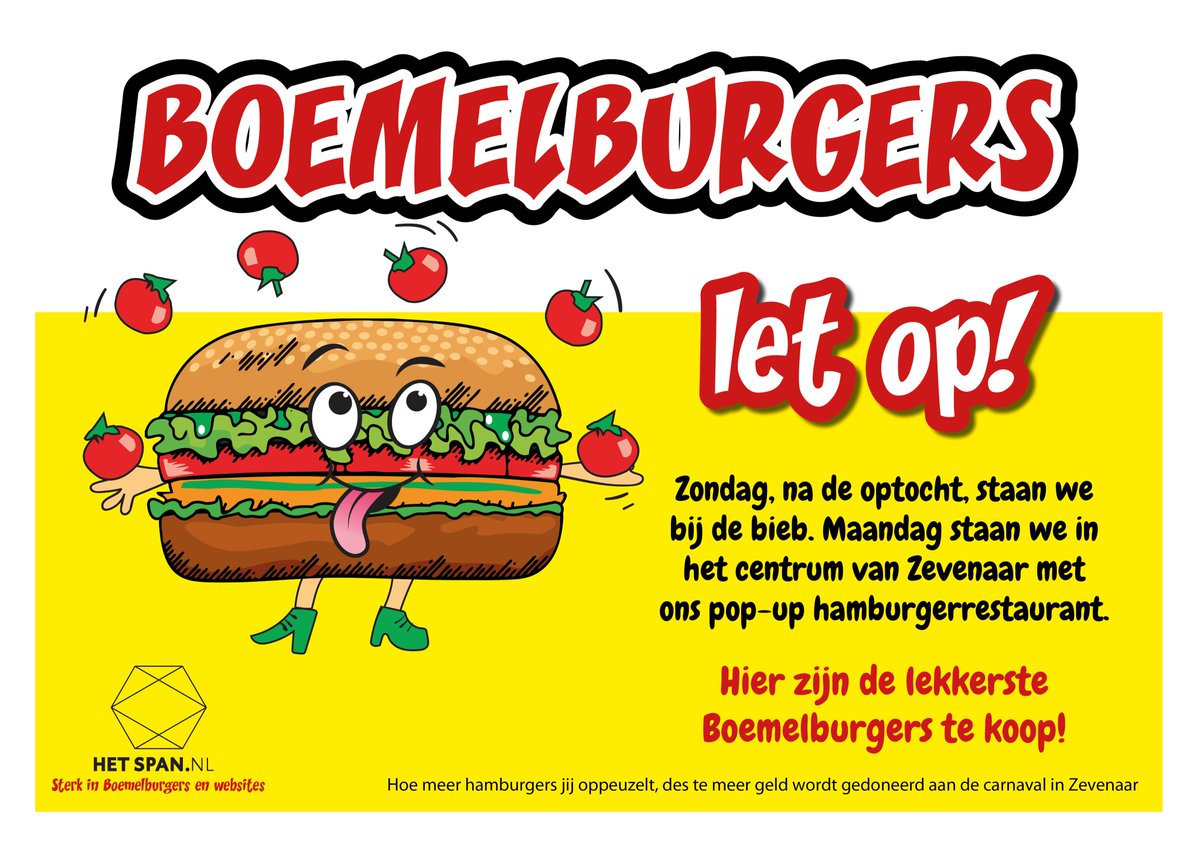 hetSpan's tweet image. We staan weer klaar om voor jou Boemelburgers te bakken! #carnaval #Zevenaar #Boemelburgers