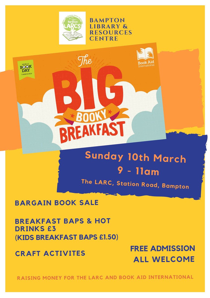 bampton_fair's tweet photo. There’s something for everyone happening in &amp; around #Bampton #BigBooky #Breakfast @bampton_larcs in #March; #Easter Sunday #Fair @CoveGarden in #April, Spring #Fair &amp; #Music, #Beer &amp; #Cider Festival #SpringBankHoliday end of May - Woo-Hoo! Let’s have some fun! 😁☀️👍🏻💃🏽🎉🎷 https://t.co/wIaOmJfTVO