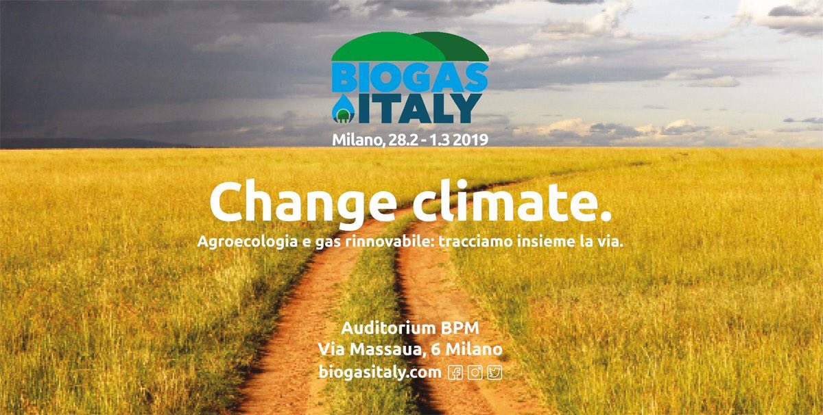 Domani parteciperò a #BiogasItaly2019 "#Changeclimate Agroecologia e gas rinnovabile: tracciamo insieme la via" per discutere di gas rinnovabile e decarbonizzazione. Una rivoluzione agricola finalizzata alla lotta ai #cambiamenticlimatici <a href="/consorziobiogas/">CIB - Consorzio Italiano Biogas</a>