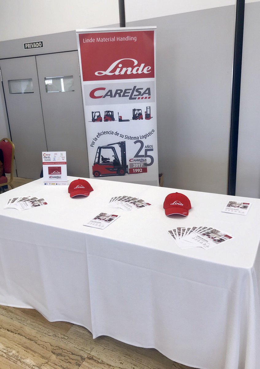 CarelsaLINDE's tweet photo. Carelsa, Concesionario Oficial de Linde Material Handling Ibérica, participando en la IV Feria de Empleo y Empredimiento organizada por FREMM. https://t.co/3F7cPIyMOV