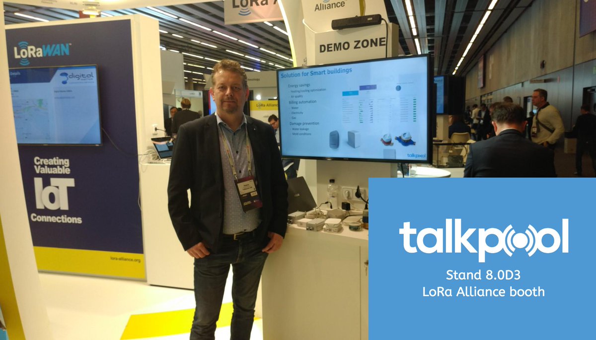 TalkpoolAG's tweet photo. Final day of the #MWC19, the last chance to see our #LoRaWAN sensors in action. Designed in Sweden with a focus on security and performance, these are the cheapest turnkey #SmartBuildings solutions on the European market. Looking forward to meeting you @LoRaAlliance booth 8.0D3! https://t.co/mi9paXHSb1