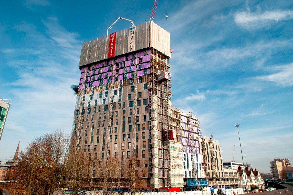 614 bed #studentaccommodation development in #Coventry looking great in the sunshine with construction progress continuing on track for the 2019/20 academic year. The main tower has now reached the 21st floor and bookings via <a href="/Prime_Student/">Prime Student Living</a> are exceeding expectations.