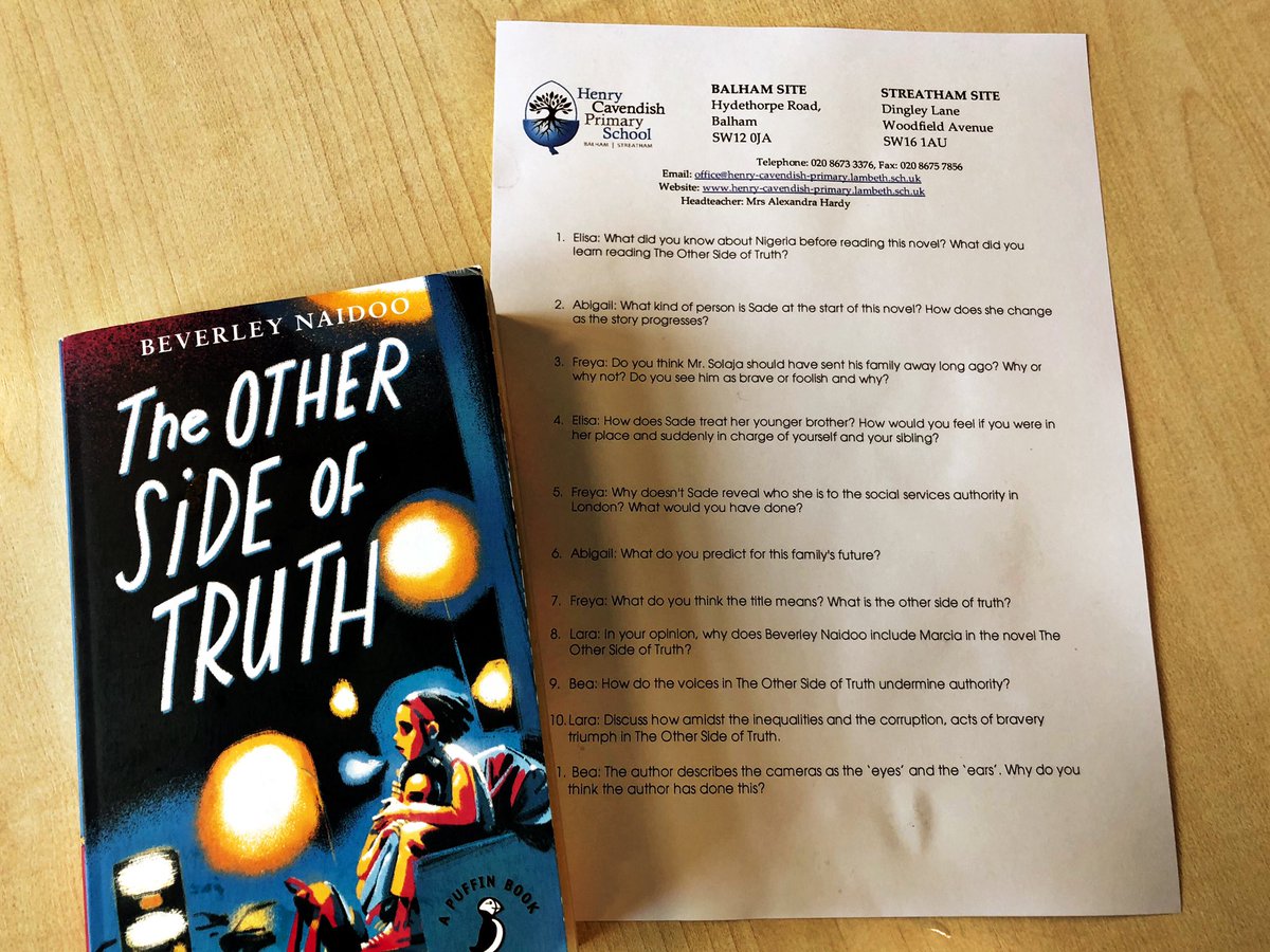 Bonneville School On Twitter Brilliant Book Group Questions From Henry Cavendish About The Other Side Of Truth By Naidoo J2j The Quality Of Discussion Is Amazing Both Groups Of Children Have Clearly Thought Carefully