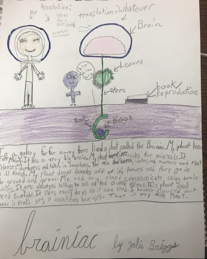 CaseyGoodwin52's tweet photo. In our plant study we are looking at how the structures of the plant help it survive. This week my little biologists discovered a new alien plant species! #lifein4th #tnscience @PhillyWarriors https://t.co/yKFypAgBwN