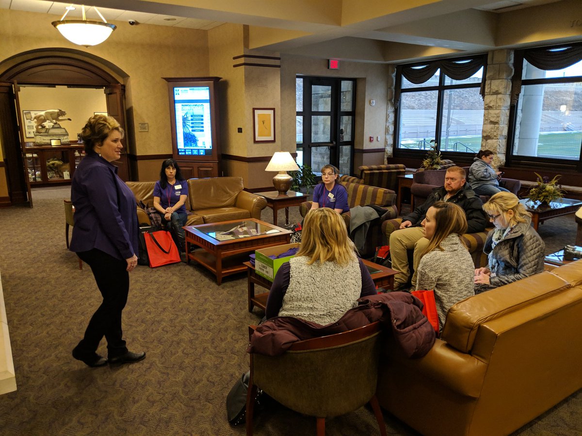 mace_ks's tweet photo. #MACEKS19 Volunteers getting their assignments. If you need help today find someone in a purple MACE shirt. https://t.co/yDXjYbUwvm