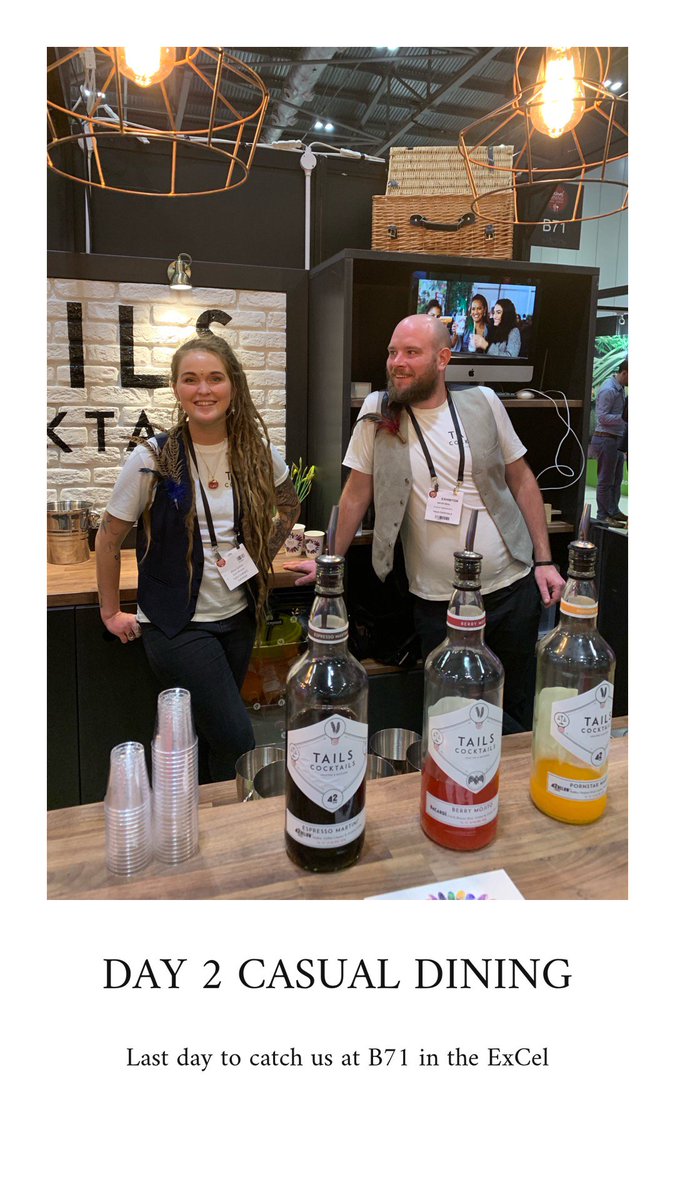 Tailscocktails's tweet photo. Our last day down at @CasDiningShow - Alice and David are here to answer any of your questions #TailsCocktails #TailsOnTour #CasDining19 #TialsOnTap #ShakeATail https://t.co/NbwPNXkpiI
