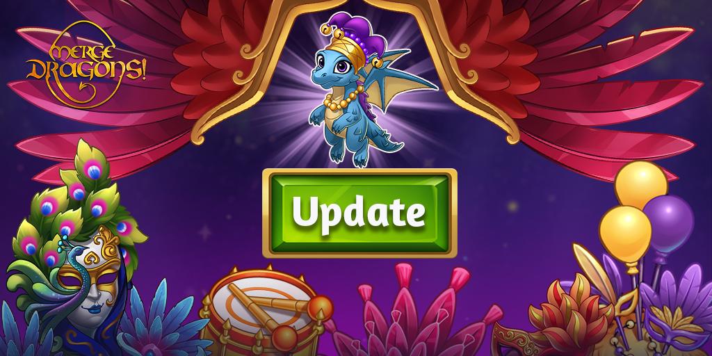 ⭐ Don't forget to update your game everyone! ⭐
With our upcoming, brand new event, Dragonia will be so colorful you won’t be able to take your eyes off your map! 💜
#MergeDragons #CarnivalEvent

For Android: bit.ly/MDCarnivalEven…
For iOS: bit.ly/MDCarnivalEven…