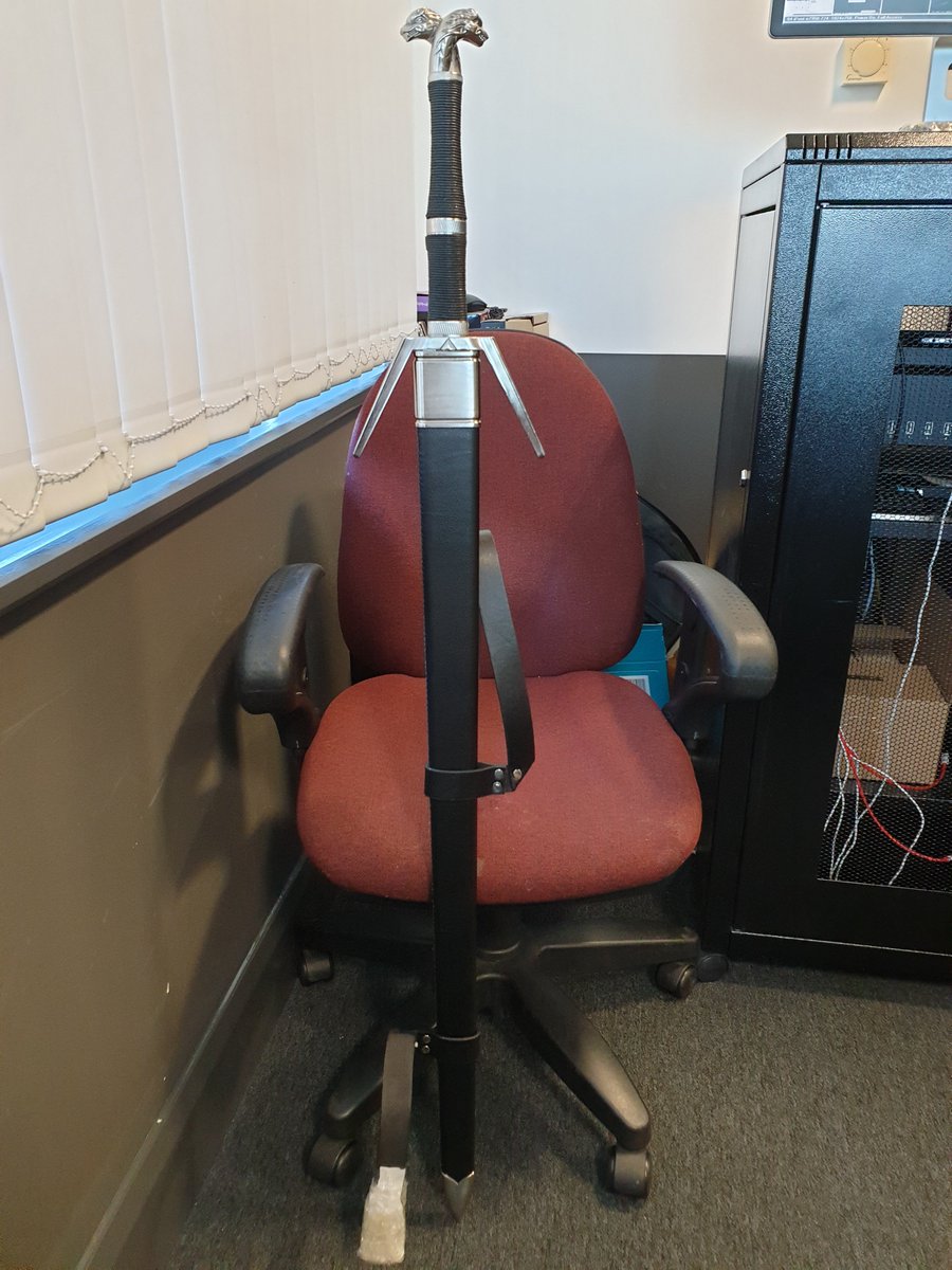 My new toys arrived :D Excuse the manic grin and don't worry, they're blunted. One of the great things about working in a games company, nobody panics when a couple of swords turn up.