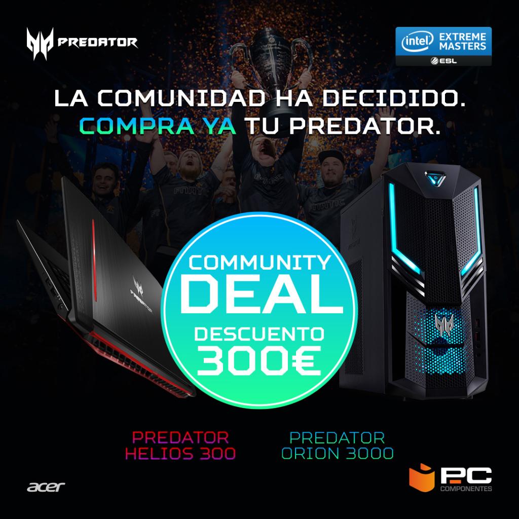 ES_Acer's tweet photo. Los productos más votados han sido Predator Helios 300 y Predator Orion 3000. Tienes hasta el 03.03.19 para comprarlos con descuento directo de 300€, sólo en @pccomponentes. #PredatorCommunityDealIEM  

👉 https://t.co/vZ57bURHWg https://t.co/0ZN2NZqg2A