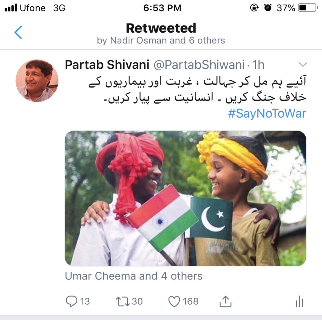 PartabShiwani's tweet photo. My name is Partab Shivani , I am Hindu from Pakistan , just tweeted for peace and #SayNoToWar. But I am surprised by few friends who are telling me as quoted “stop your media”. I am not Indian . I love my country Pakistan 🇵🇰 . #PakistanHamSabKa https://t.co/liruFIJRI2