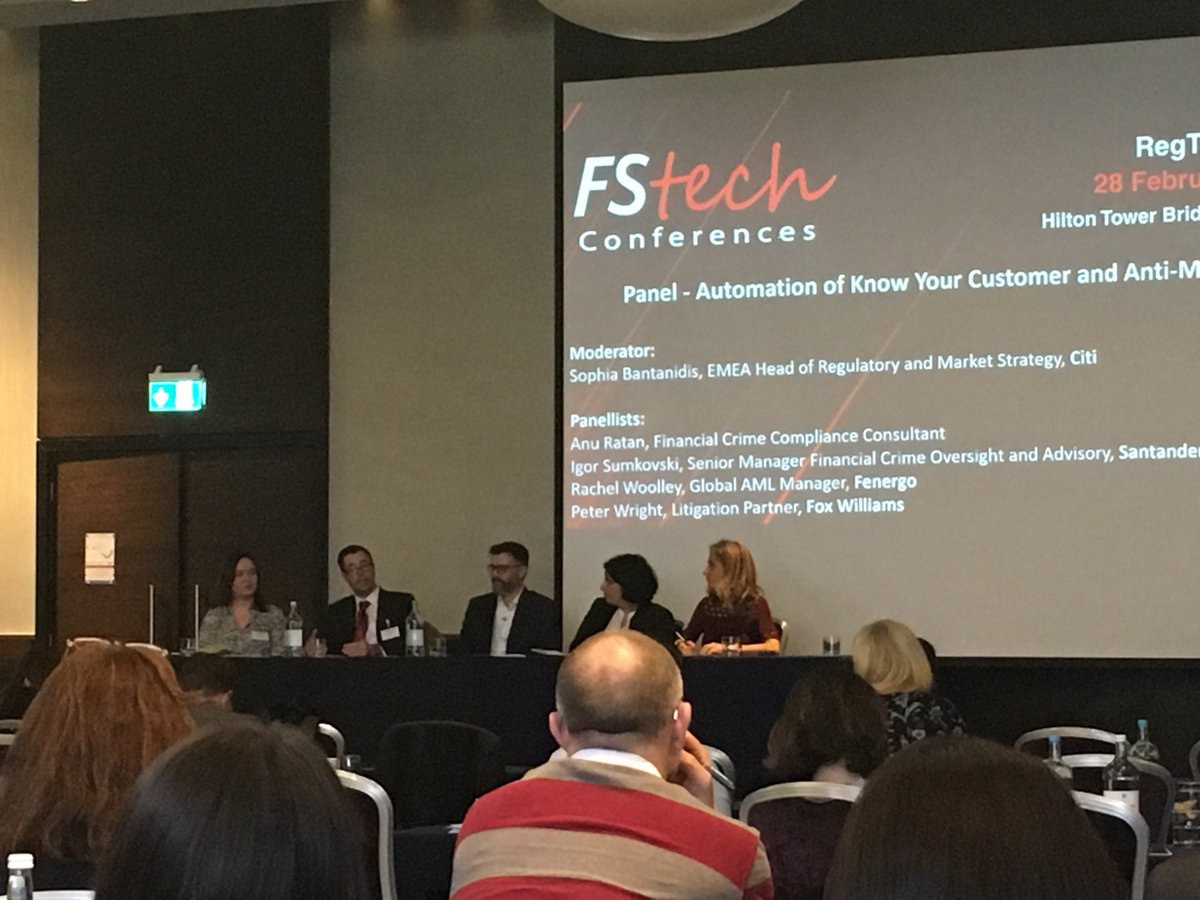 Fenergo's tweet photo. Fantastic panel discussion with Rachel Woolley, Fenergo's Global AML Manager, at #Regtechlive19 on the "Automation of #KYC and #AML" - Its also great to see all of those who have visited the the Fenergo stand today!

#Regtech #FinTech https://t.co/1Tj4U9wjlK