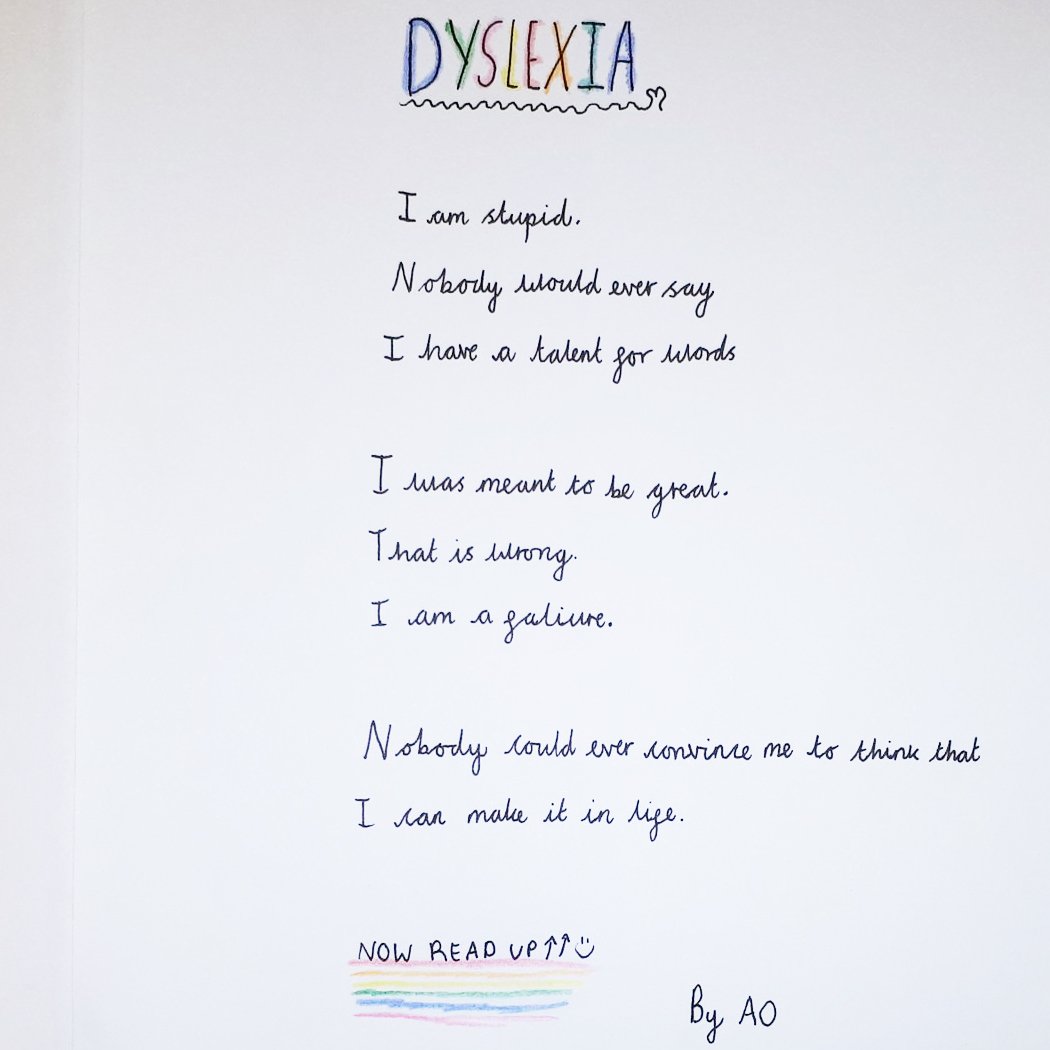This amazing poem was written by a 10 year old and has touched the hearts of a lot of people today! #dyslexia