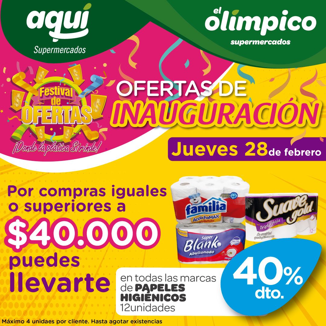 Aquisuper's tweet photo. ¡Arrancamos el Festival de Ofertas, con pie derecho! Te esperamos https://t.co/iwxselyTj8