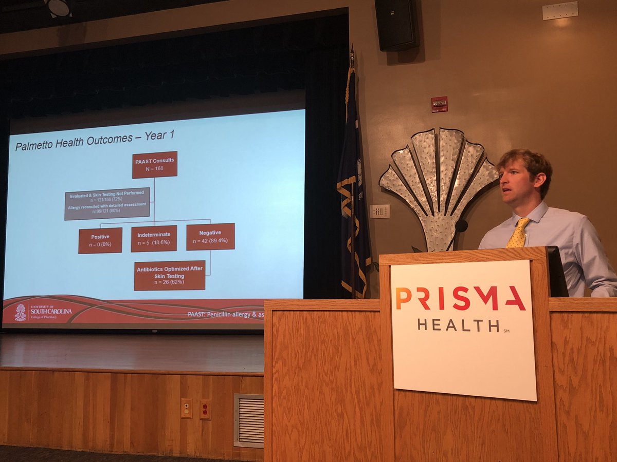 julie_justo's tweet photo. @BBookstaver_USC @PalmettoHealth @Pharmateer_F3 Adding a pic of @BBookstaver_USC sharing our preliminary outcomes with pharmacist-performed #PAAST services over the past year @PalmettoHealth. So proud to work with this awesome group (including our Twitter-less leader, Dr. Majdi Al-Hasan)!! #letsdelabel 💪🏻😎@ncg313 https://t.co/CXCJKeKtyD