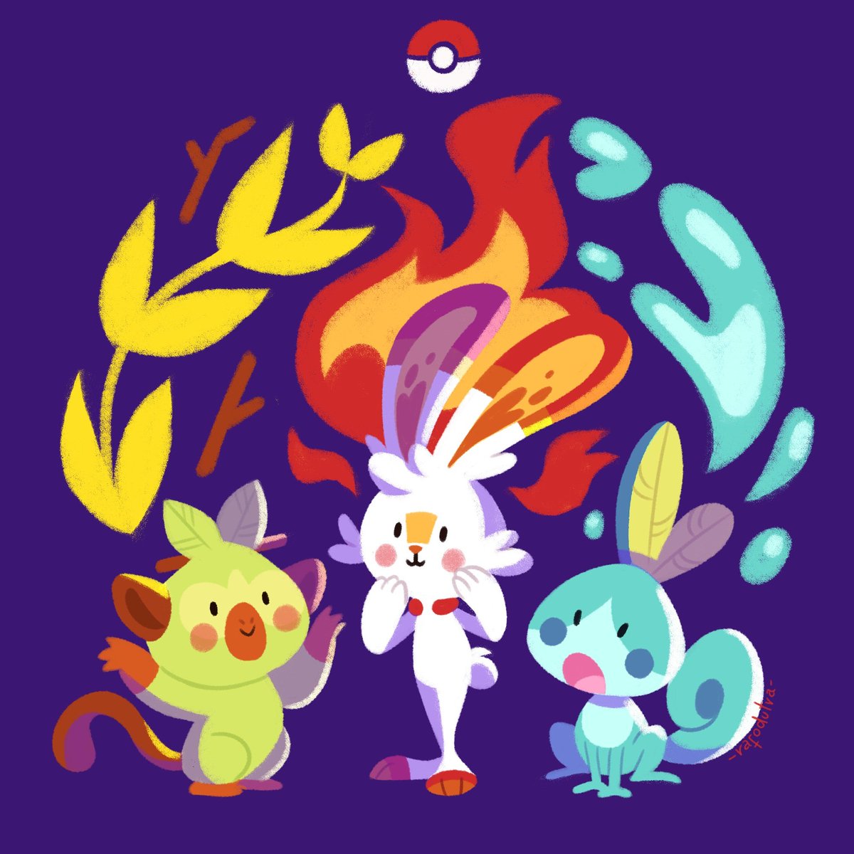 rafodutra's tweet photo. I have been blessed with new sons to draw 🌱🔥💦
.
.
.
.
#PokemonSwordShield #Pokemon #fanart #grookey #scorbunny #sobble https://t.co/w5r7tg8EJk