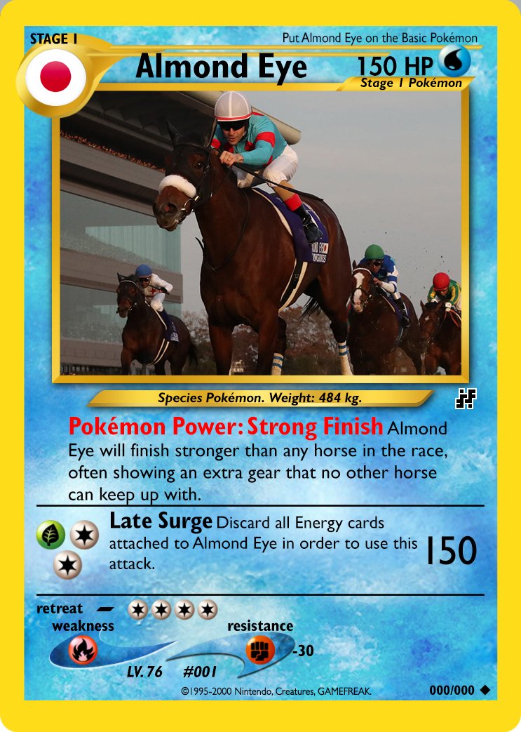 World Horse Racing It S Pokemonday If You Could Have Any Racehorse Pokemon Card Who Would You Want In Your Pack アーモンドアイ Jra ジャパンカップ 競馬 ポケモン T Co 3vbphp1otk
