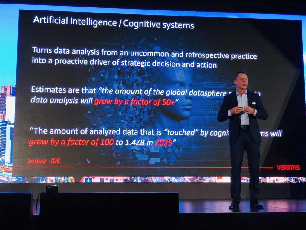 VeritasTechEMEA's tweet photo. Arthur Dell, CTO Emerging says we are living in the land of change and we need to adopt innovation and change for #CompetitiveAdvantage. #DigitalTransformation. 

During his presentation he covered how Rose’s law has displaced Moore’s law with the addition of #QuantumComputing. https://t.co/uigsRc4wYN
