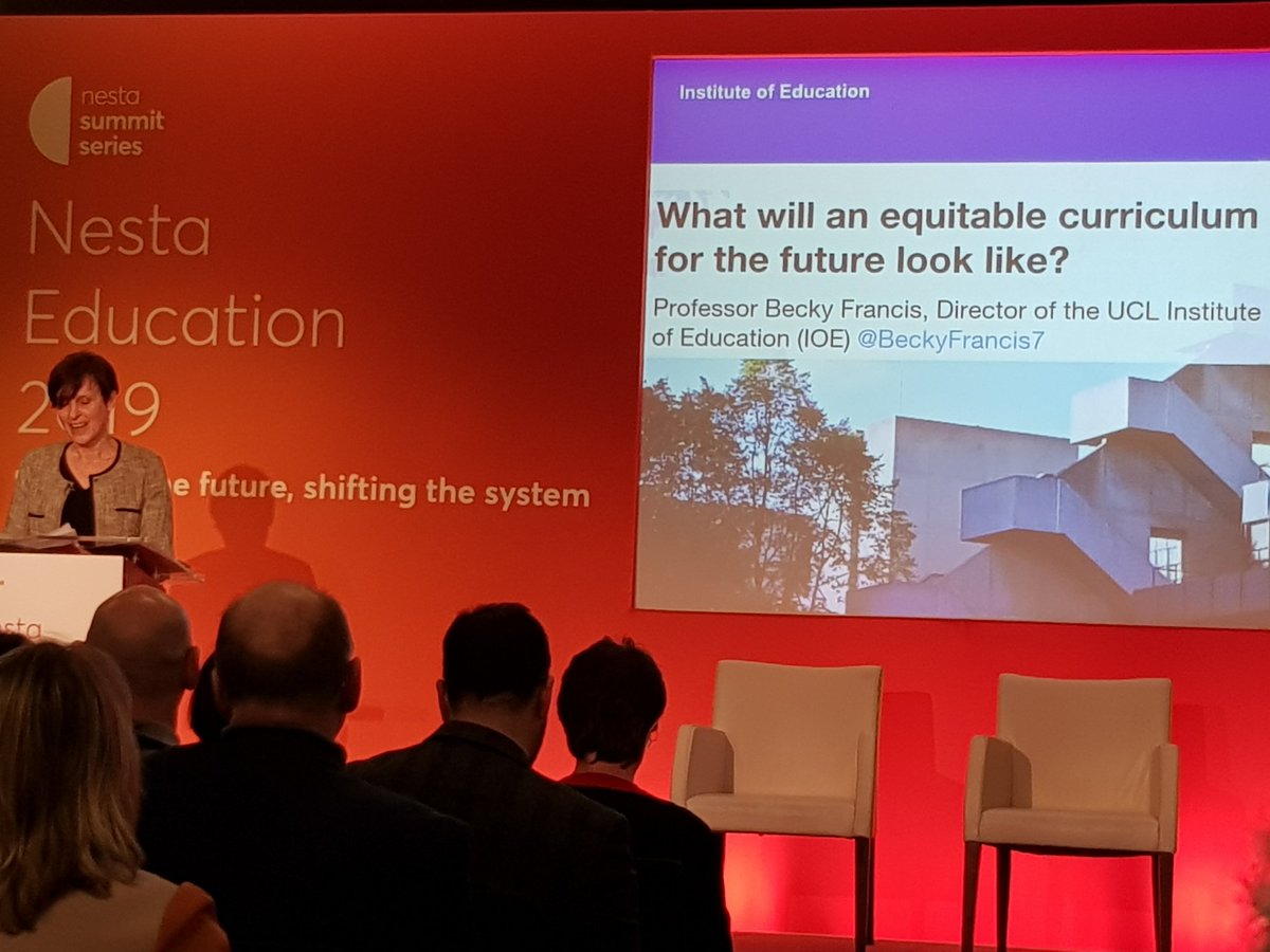 Bringing social justice to the fore! Are 21st century skills really new? <a href="/BeckyFrancis7/">Prof Becky Francis</a> #nestaeducation2019