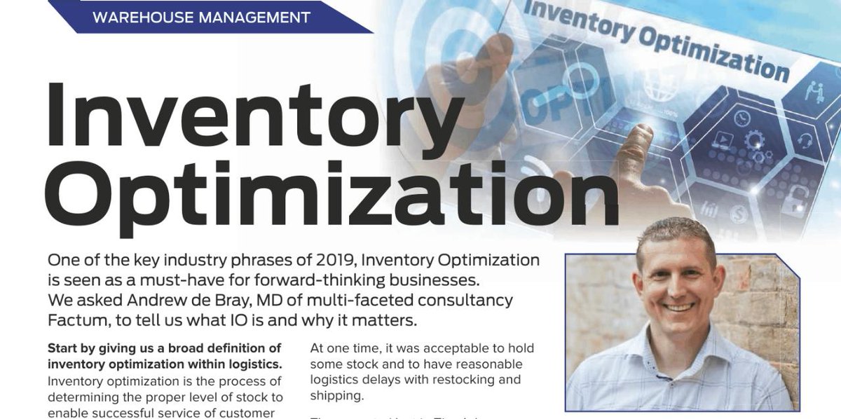 EazyStock's tweet photo. 🇬🇧Check out p22 of this month's Logistics Business @LogBusMag https://t.co/3yutyCU8rX where our UK partner Factum discusses Inventory Optimisation. For more information on #inventoryoptimisation software: https://t.co/DqAo78RBCh #inventory #supplychain https://t.co/px1kCnWhMQ