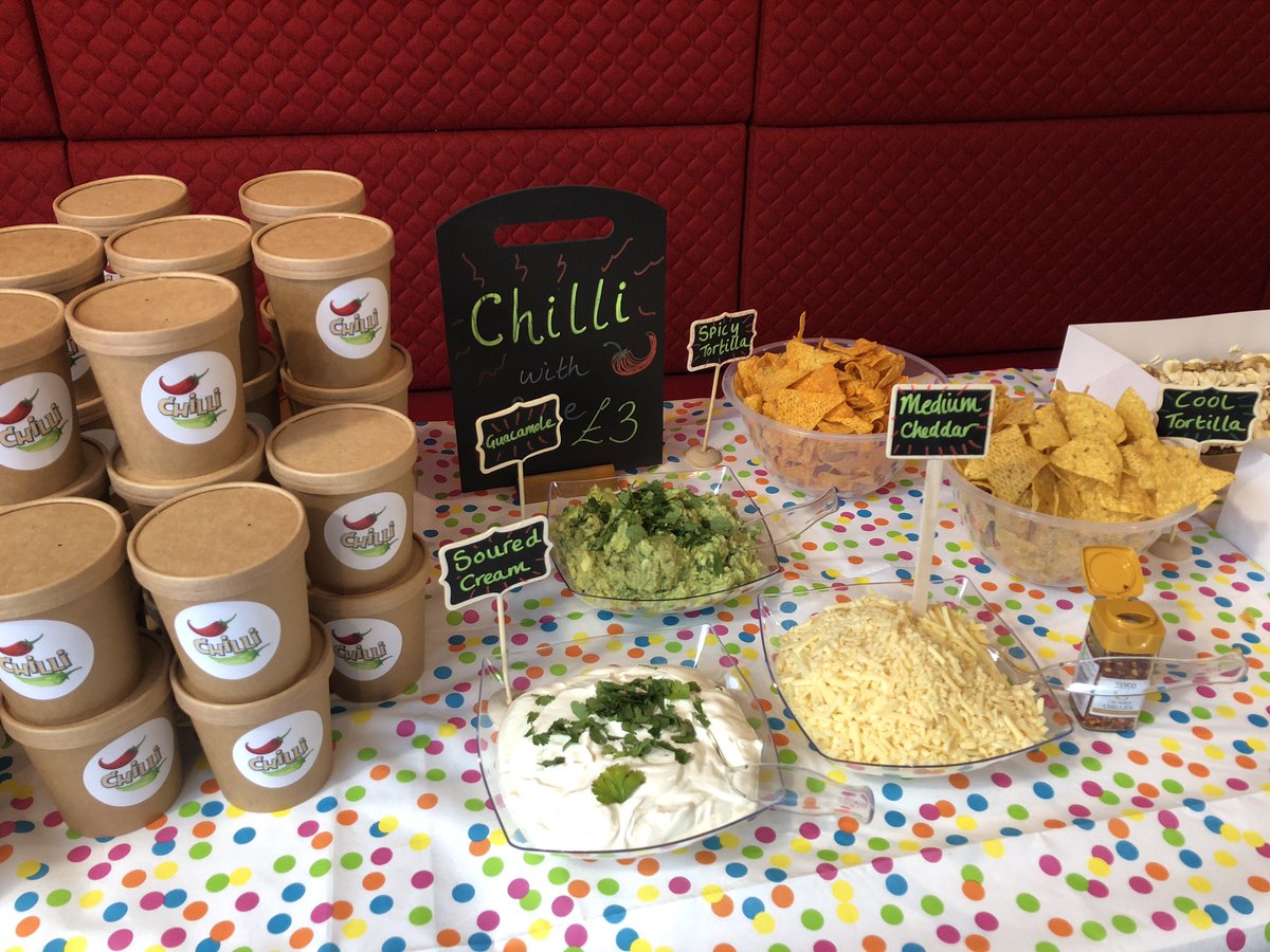 lucysmith92's tweet photo. @LSHtweets Winter Warmer spread of veggie chilli and cakes for the Birmingham office today in aid of @AtaxiaUK Huge thanks to the incredibly talented @Hidesignlimited https://t.co/DjUfMBDvsk